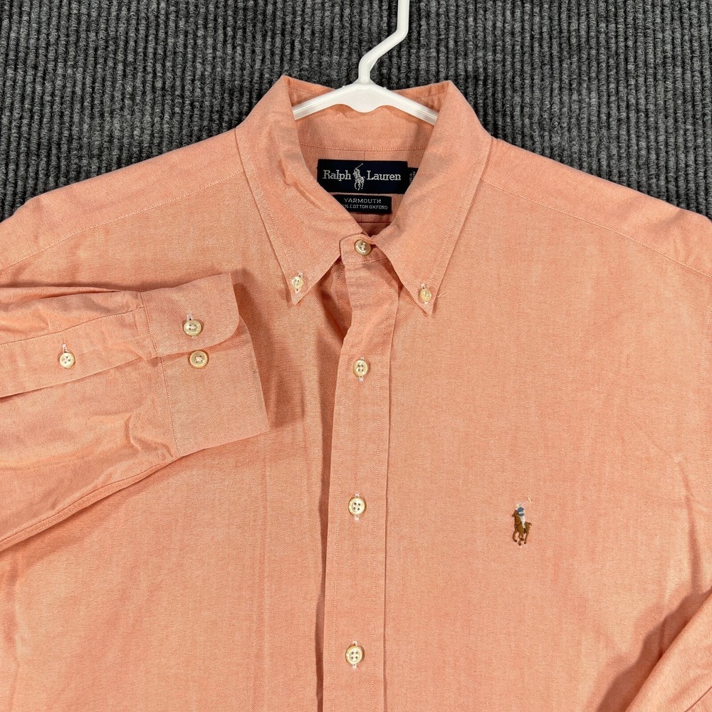 Ralph Lauren Shirt Mens 16.5 Pink Long Sleeve Button Down Yarmouth Flesh Pony